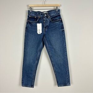 Zara Jeans High-Rise Slim Cropped In Blue